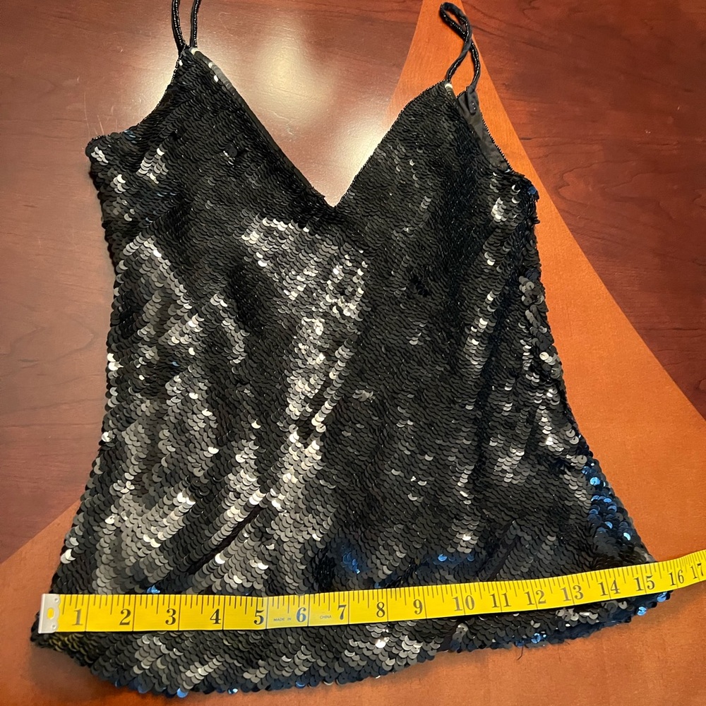 Cache Black Spaghetti Strap Full Sequin Pull-On T… - image 5